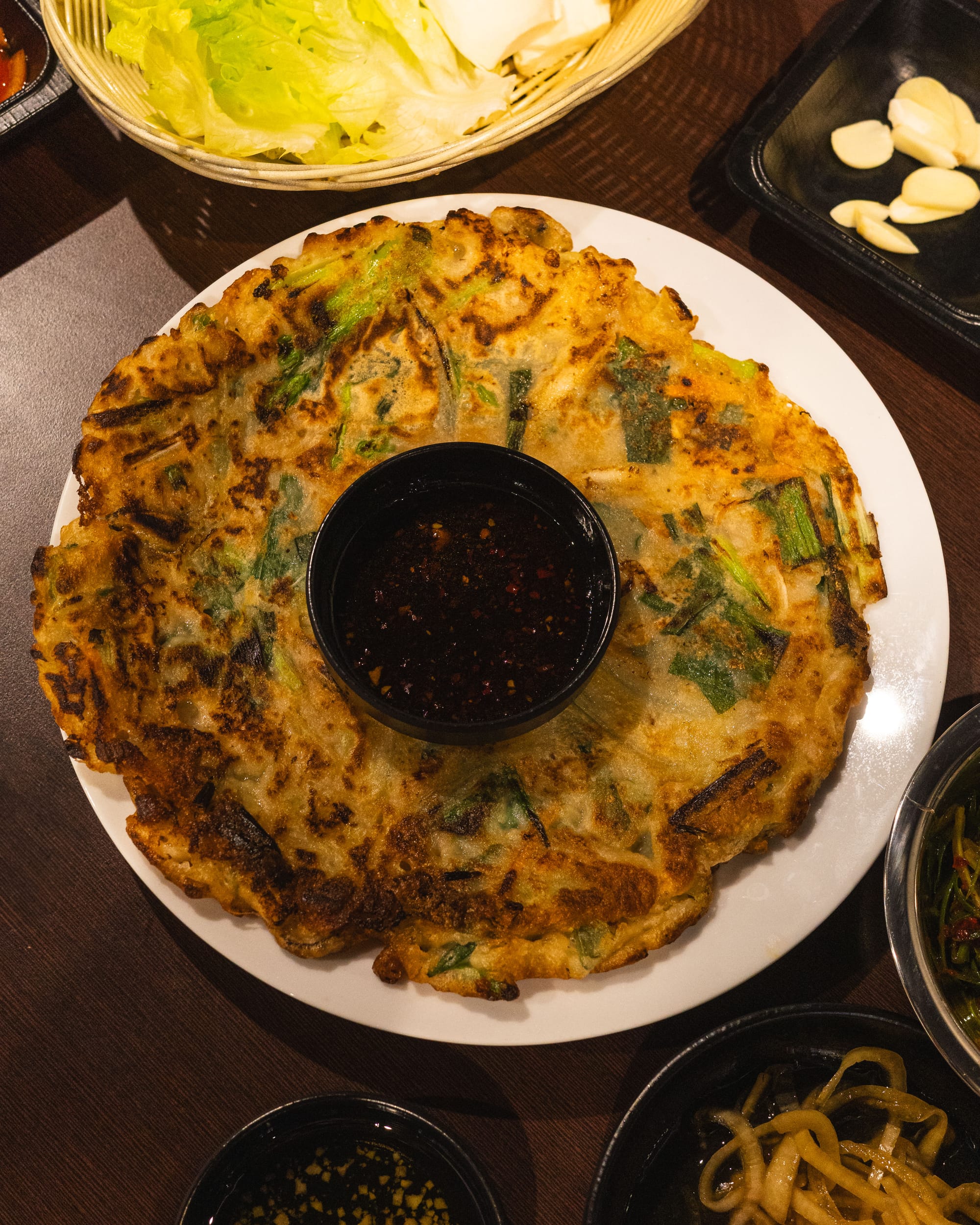 Top down shot of kimchi pancake
