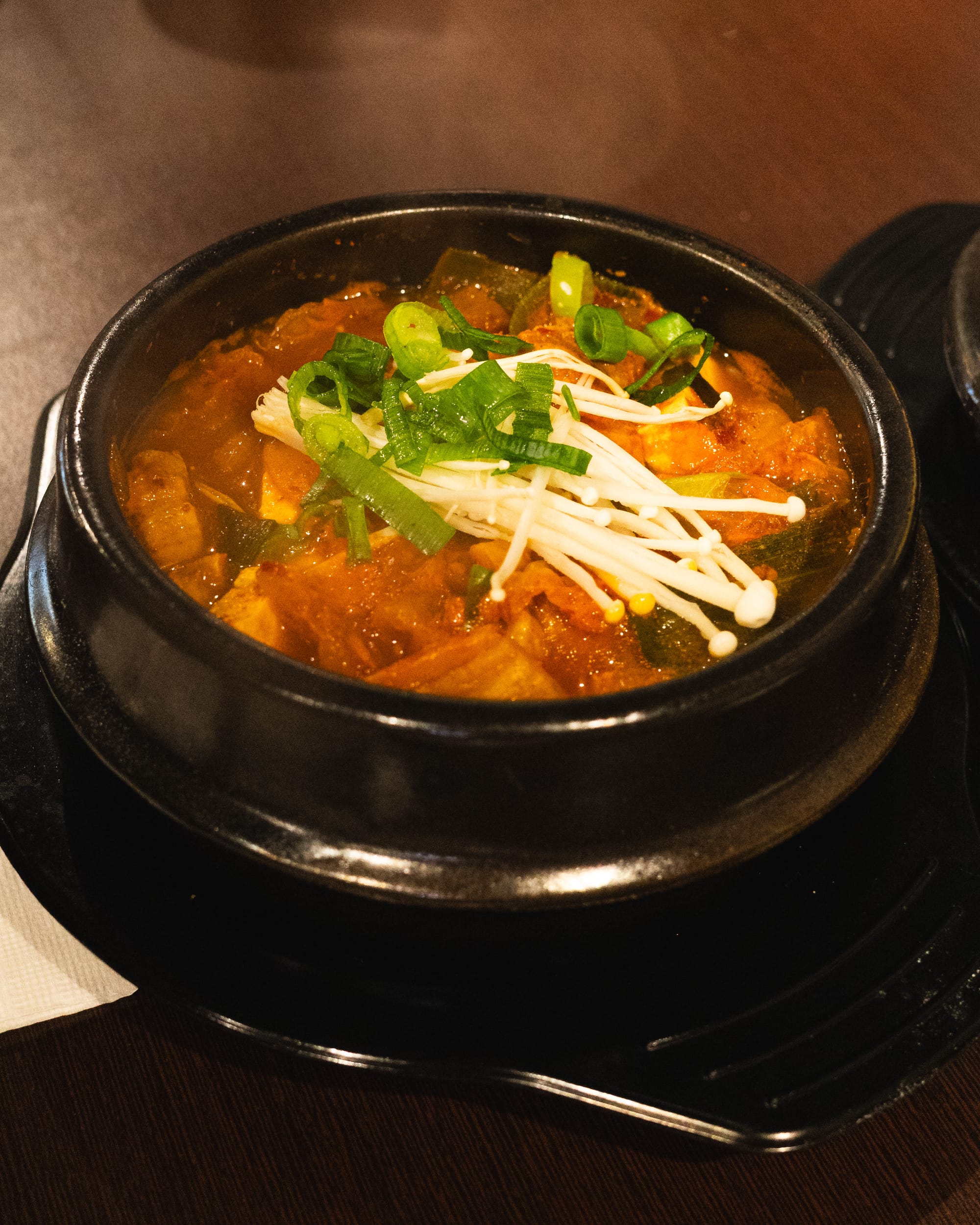 Close up of kimchi soup