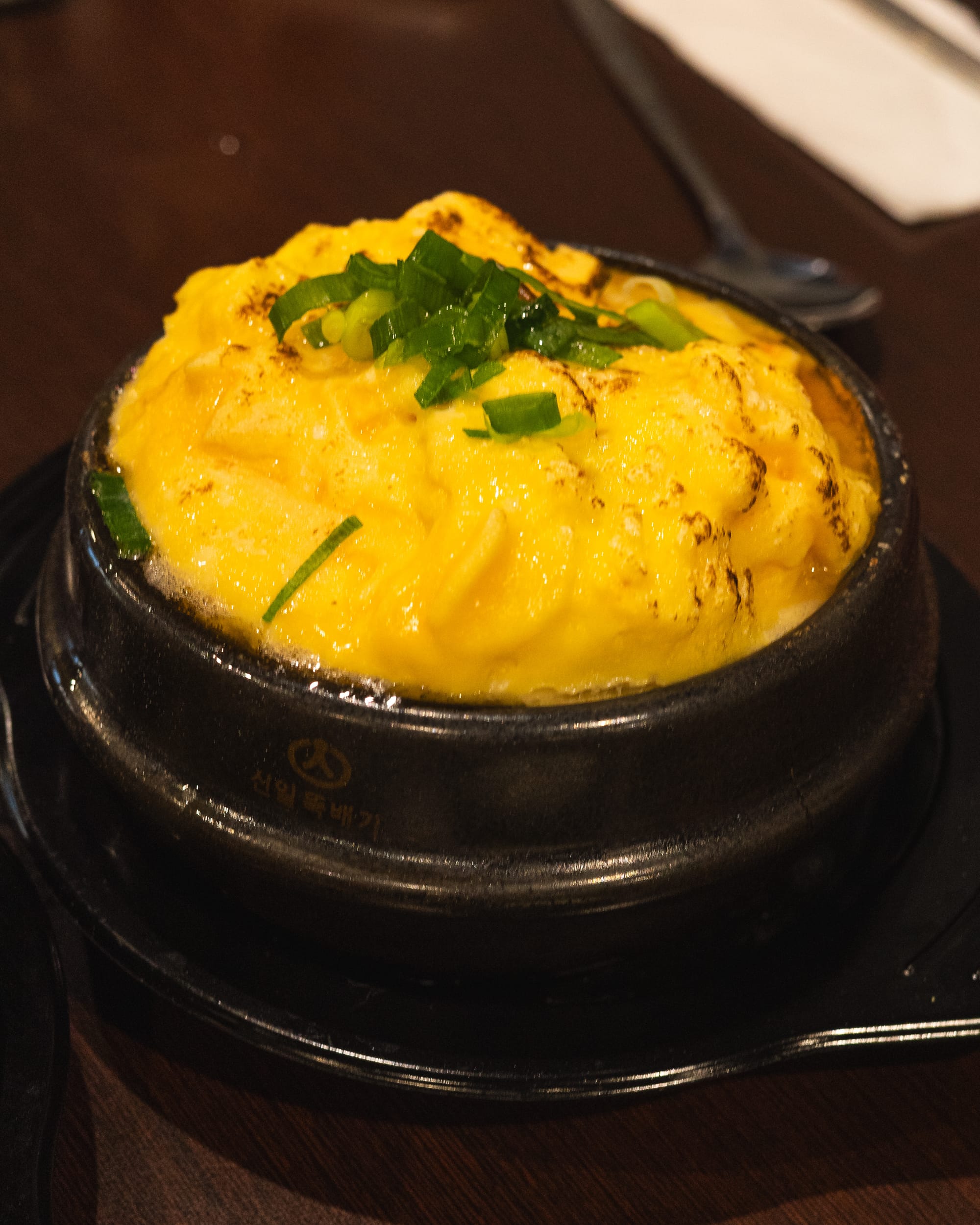 Close up of egg soup