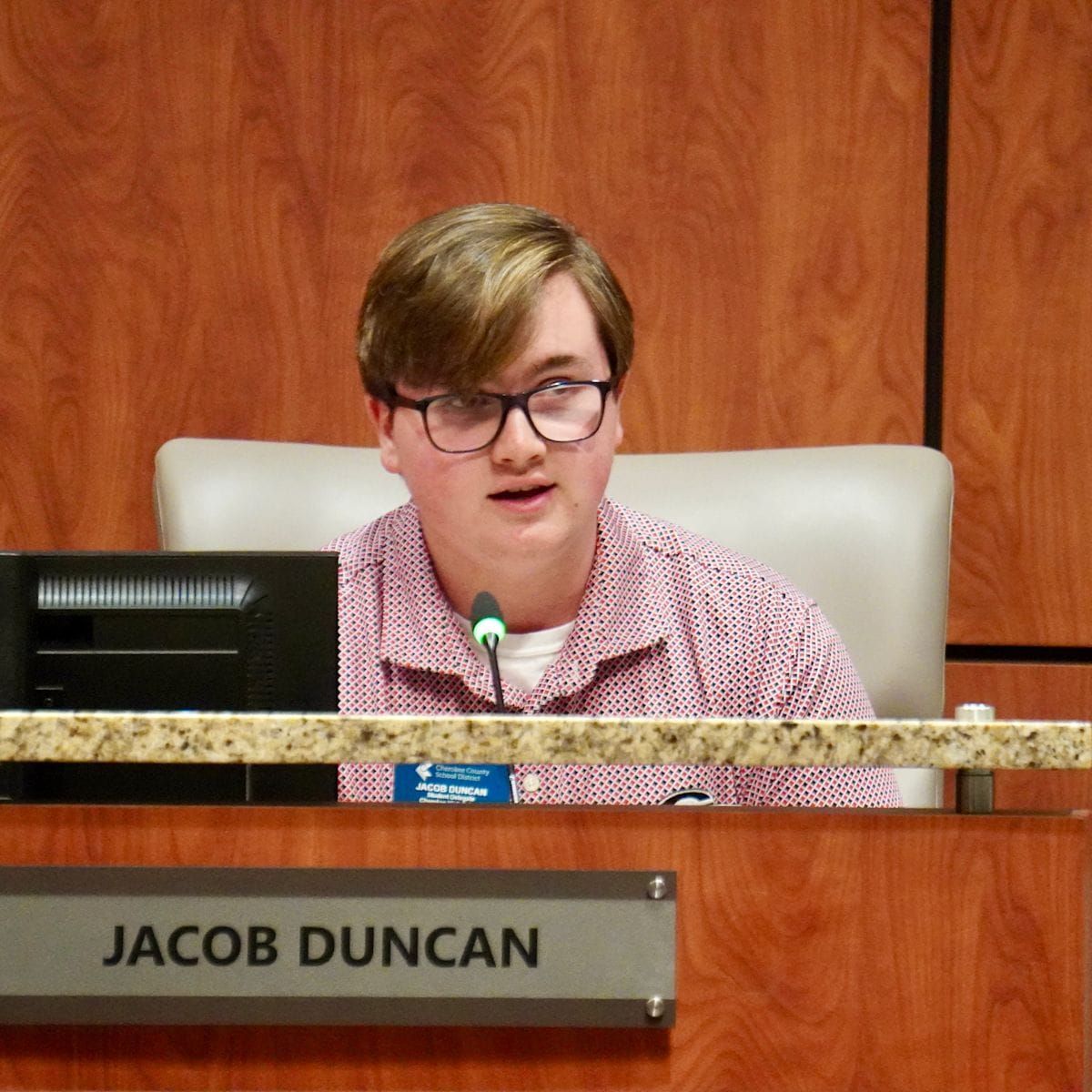 Cherokee High student serves as delegate to county school board