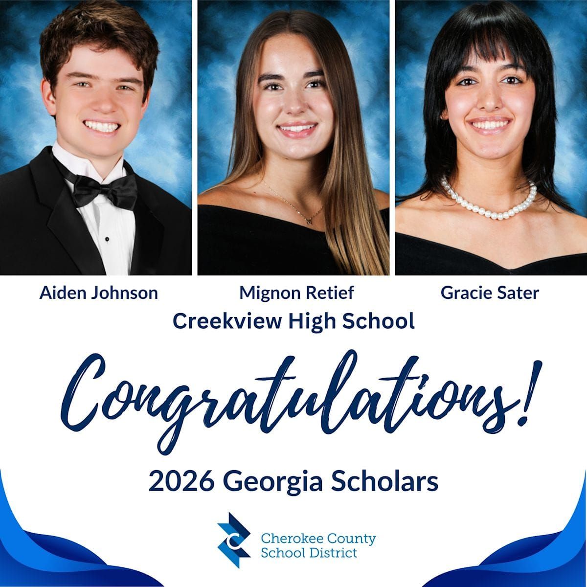 Three Creekview High School Seniors Earn Georgia's Most Selective Student Honor