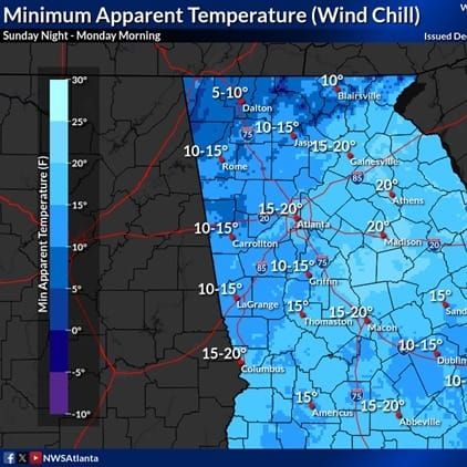 Strong Cold Front Brings Wind Chills to Teens Sunday Night