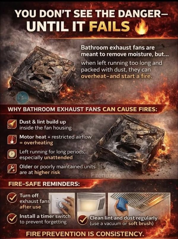 Woodstock Fire Officials Warn of Hidden Bathroom Fan Hazards