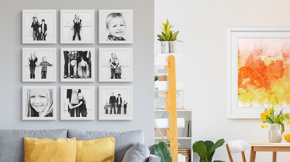a grid of black and white family photos
