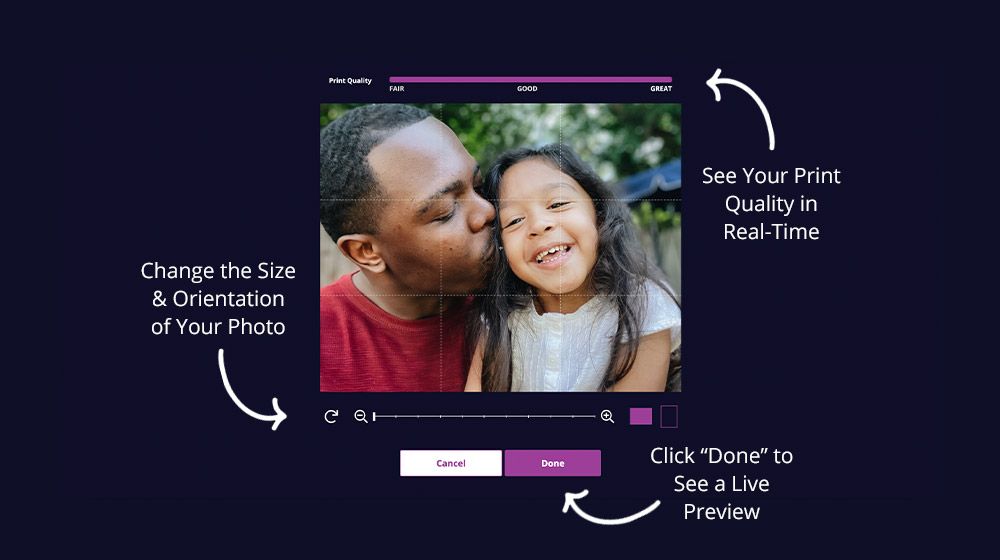photo of a black dad and mixed daughter inside Canvas On Demand's online builder platform
