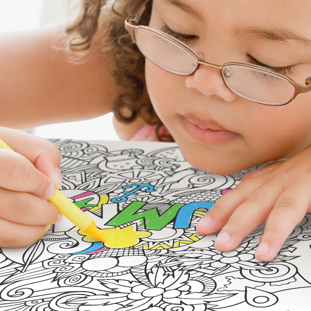 Kid coloring on canvas 