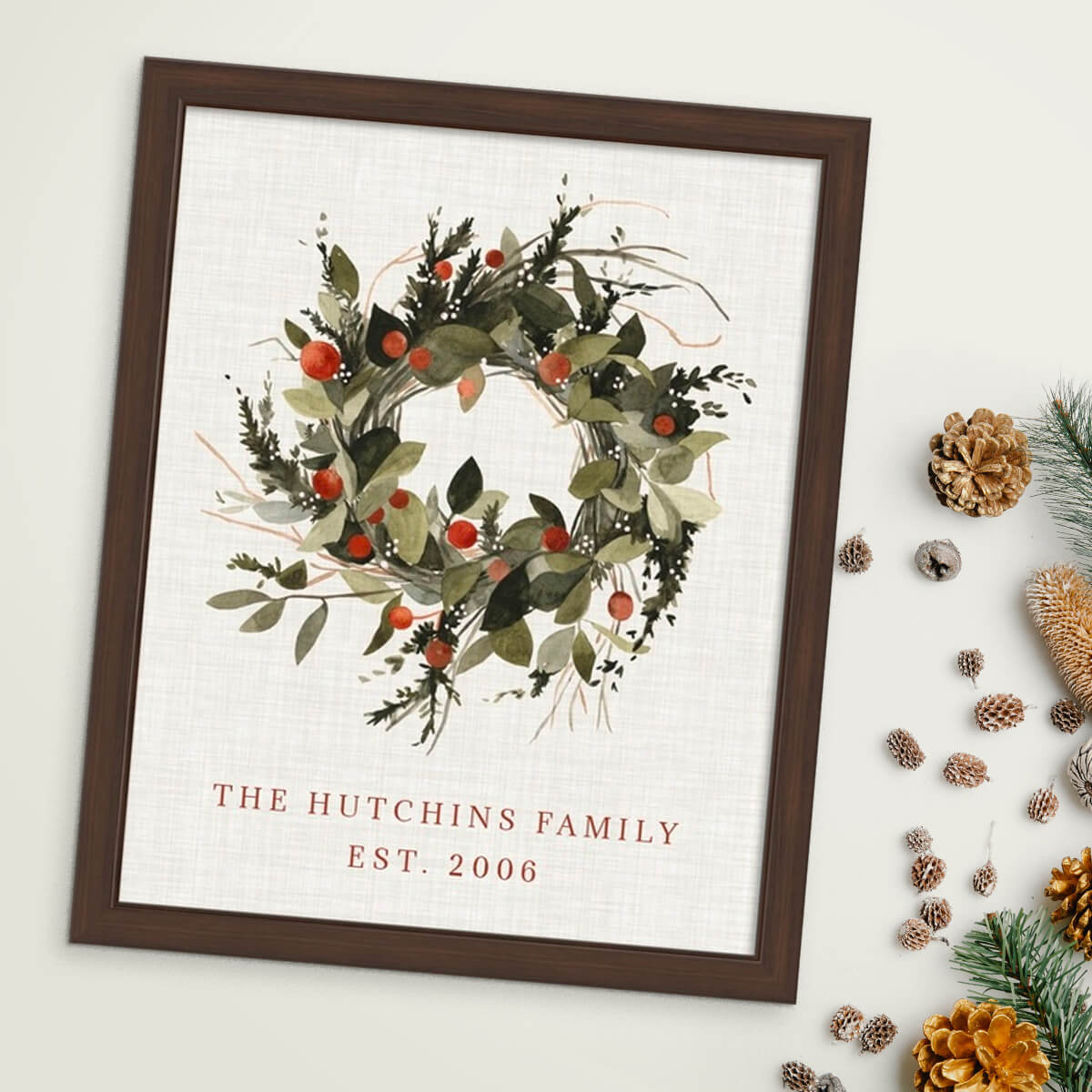 The Hutchins Family uses a seasonal Word Art design to personalize their family name and date.