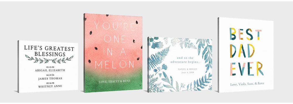 Four Word Art Canvas Prints chosen for their summer or spring esthetic, and feature things like watermelon, plants, and playful messages. 