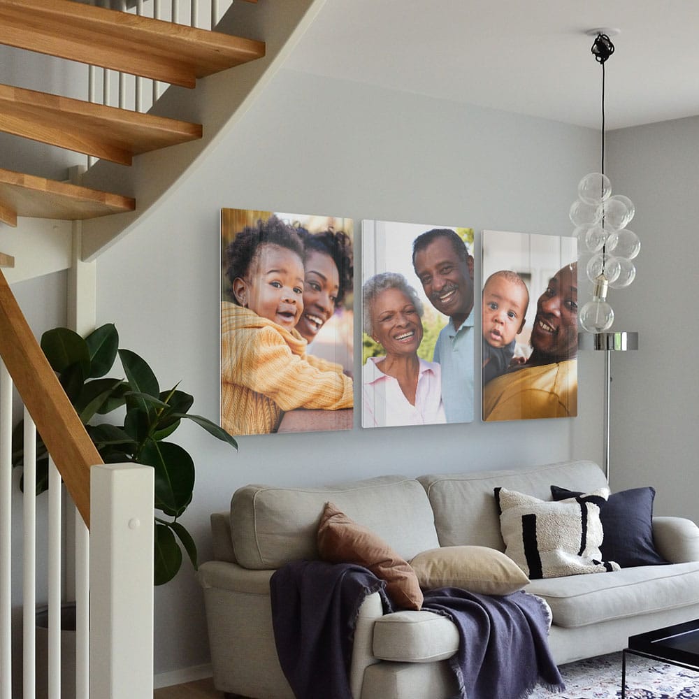 A series of acrylic prints depicting the cherished memories of a family.