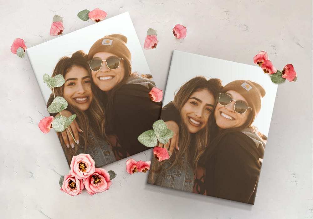 two best friends printed onto matching canvases