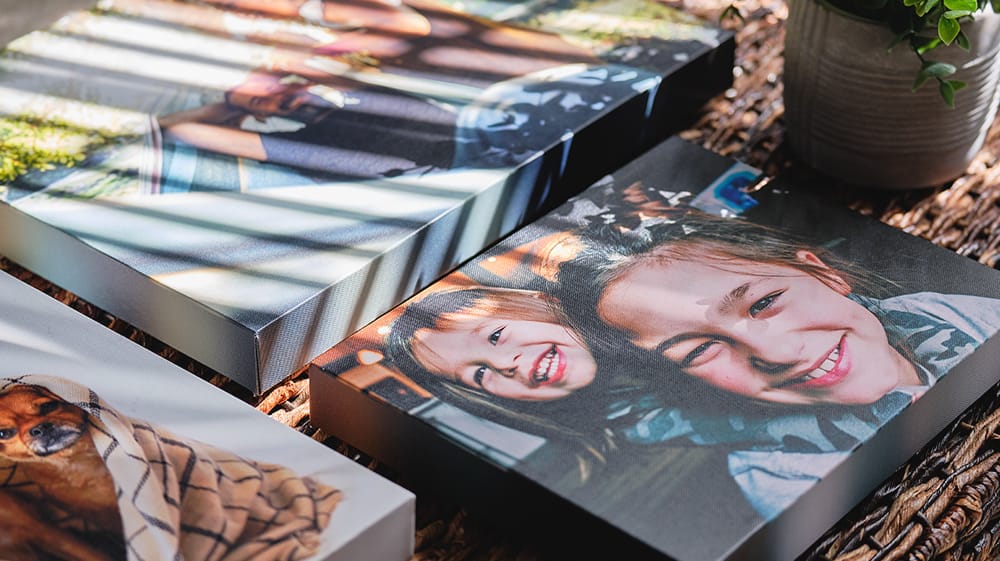Canvas photo prints displayed in natural light showing strong color retention and fade-resistant print quality