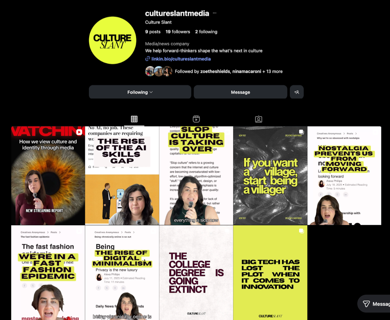 Culture Slant's Instagram