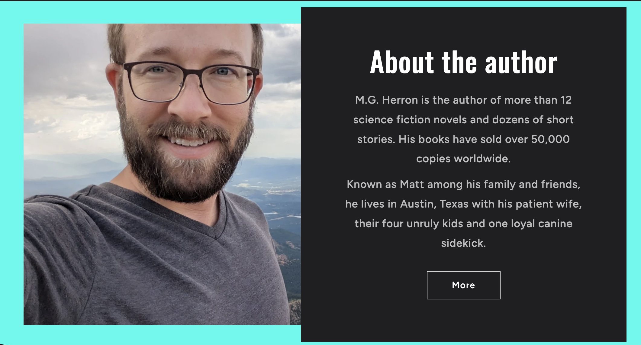 Matt's author blurb on his newsletter page