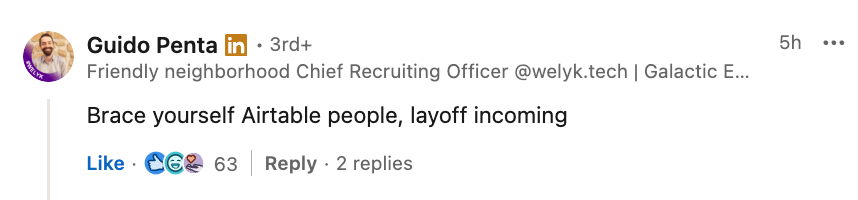 Comment from Chief Recruiting Officer Guido Penta