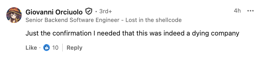 Comment from Software Engineer Giovanni Orciuolo