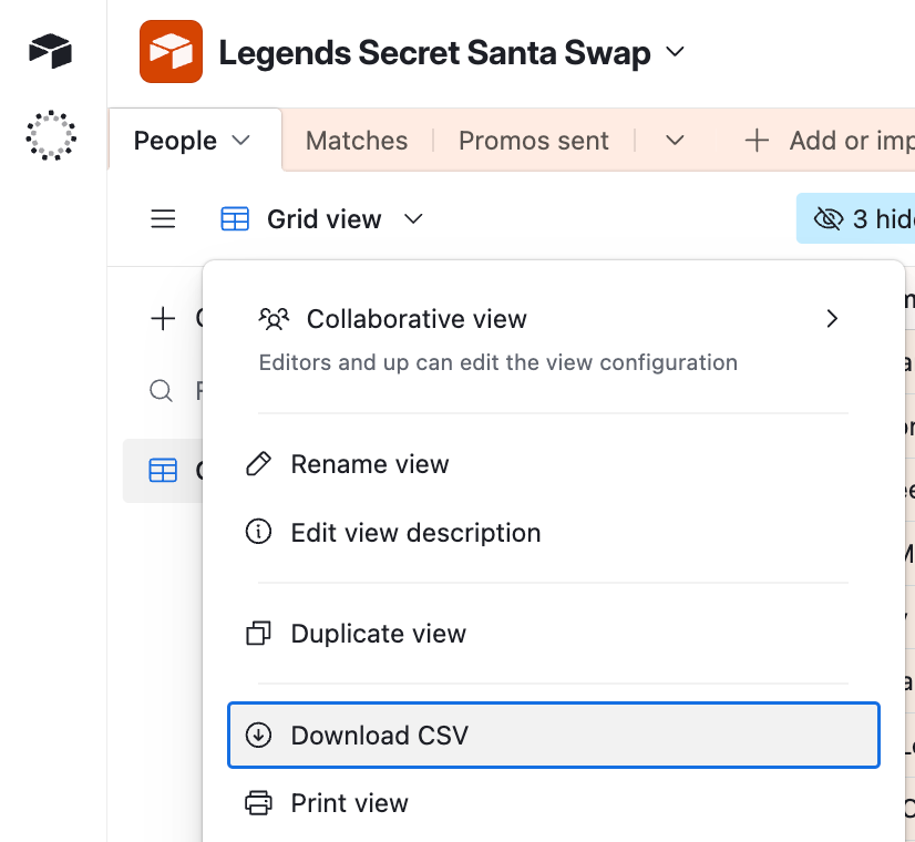 Manual export in Airtable