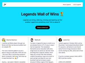 Legends Wall of Wins