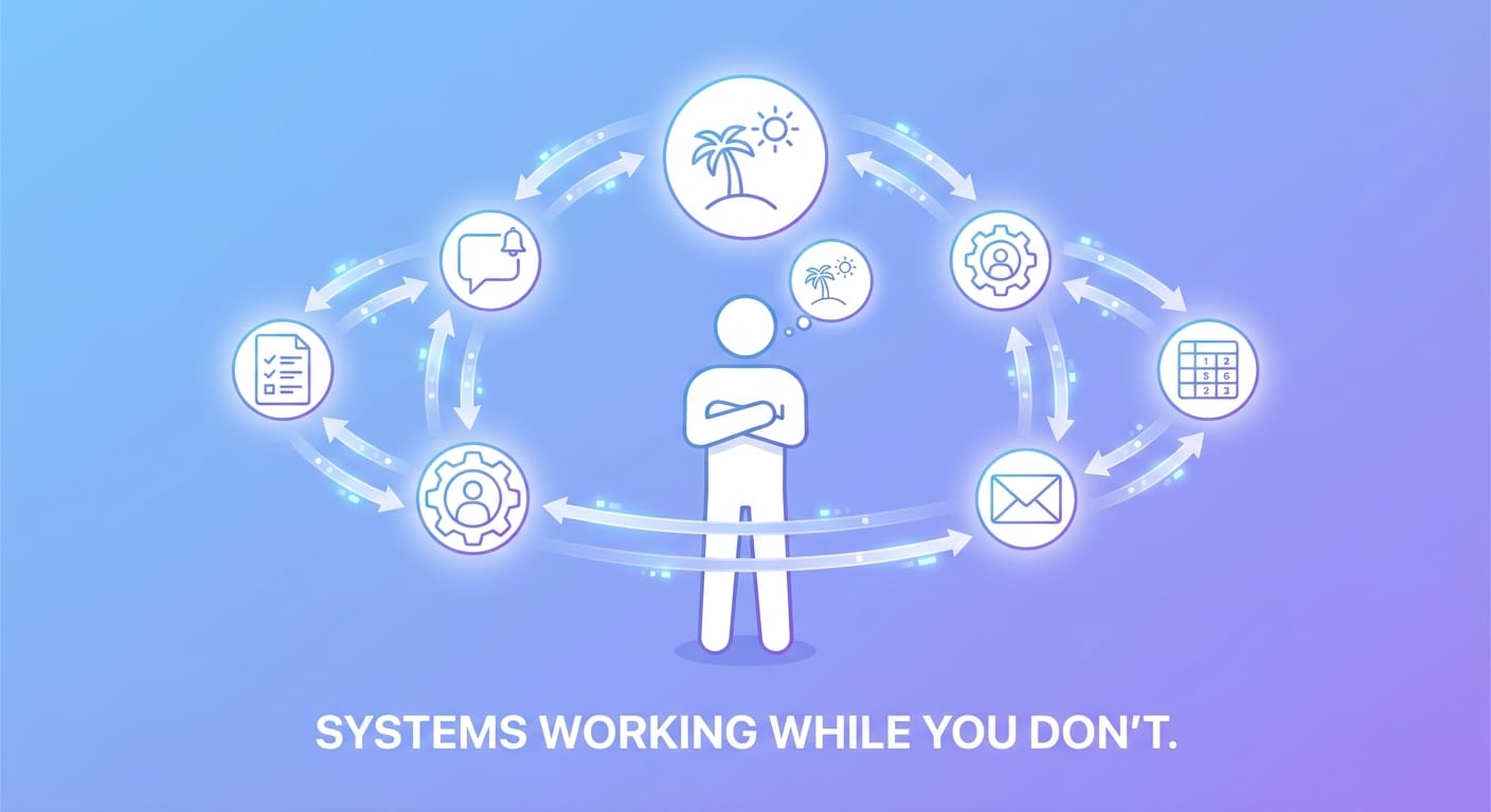 Illustration of automated data flow between business tools without manual intervention
