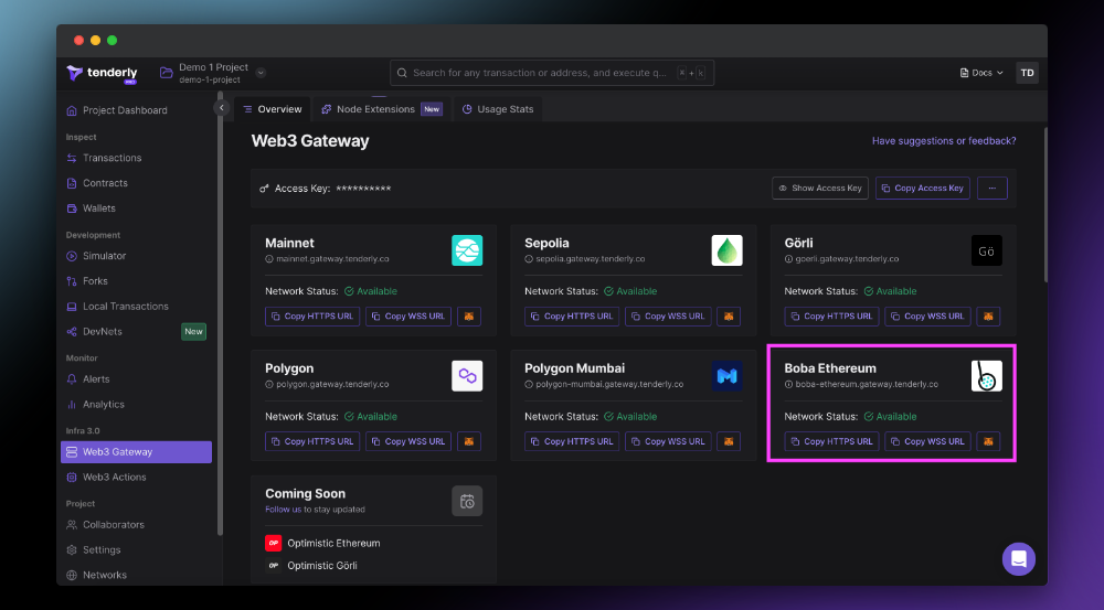 Boba Network on the Ethereum Chain Supported in Web3 Gateway