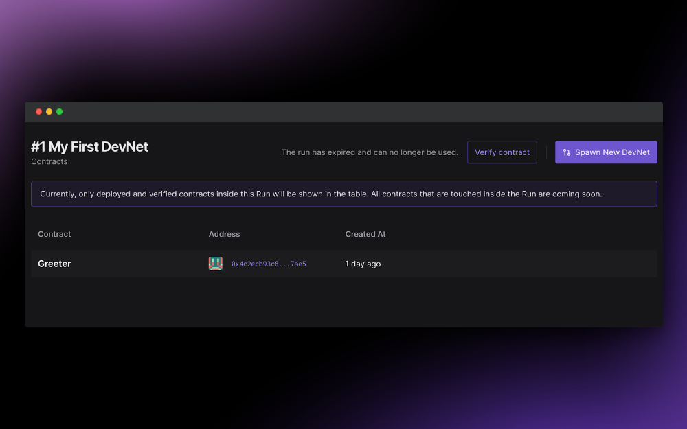 Finding the deployed contract within the Tenderly DevNet