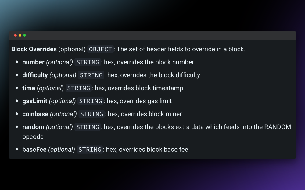 Block Header Overrides