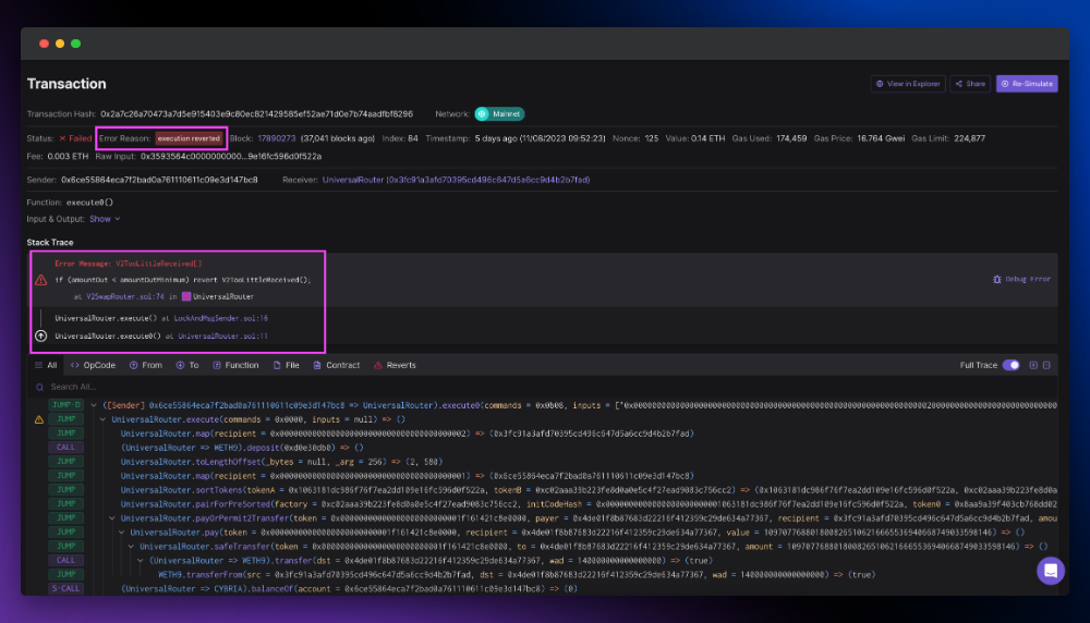 Enhanced Solidity Error Detection in Debugger
