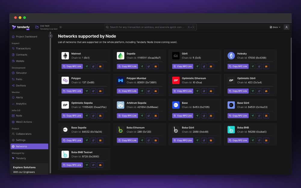 Tenderly Node Supports Base, Arbitrum, and Optimistic Sepolia Testnets