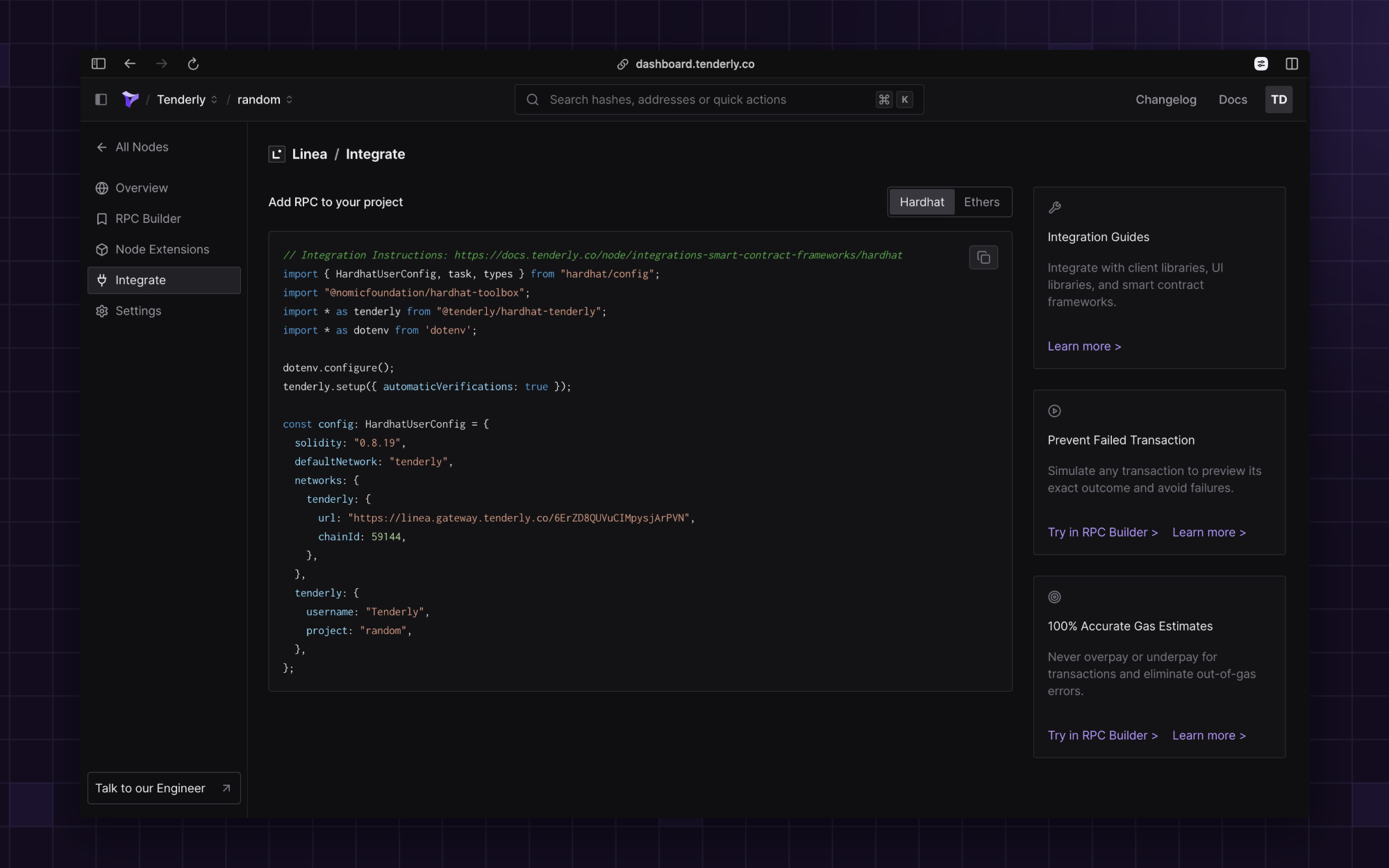 Integrating Linea Node RPC