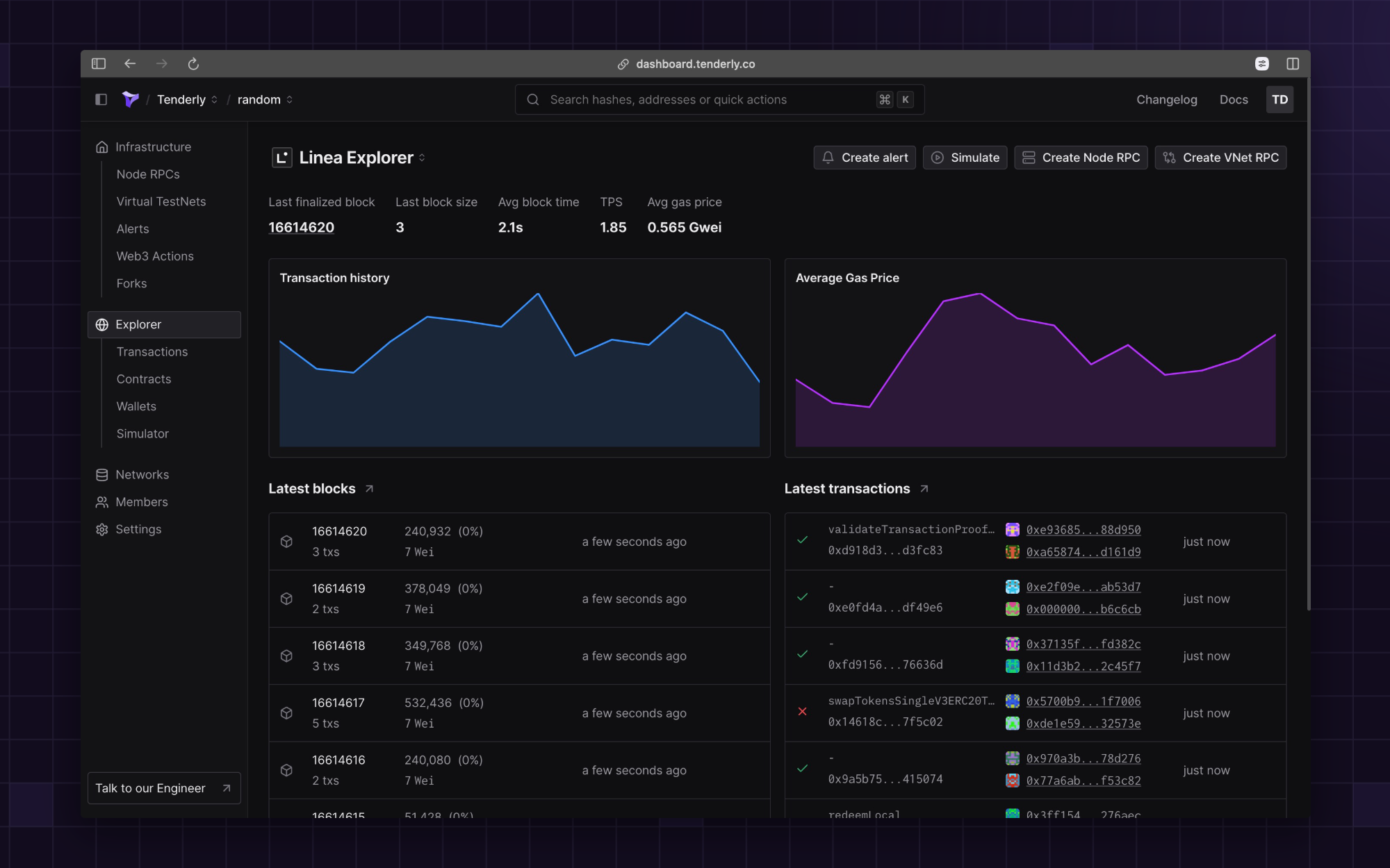 Tenderly Explorer for Linea