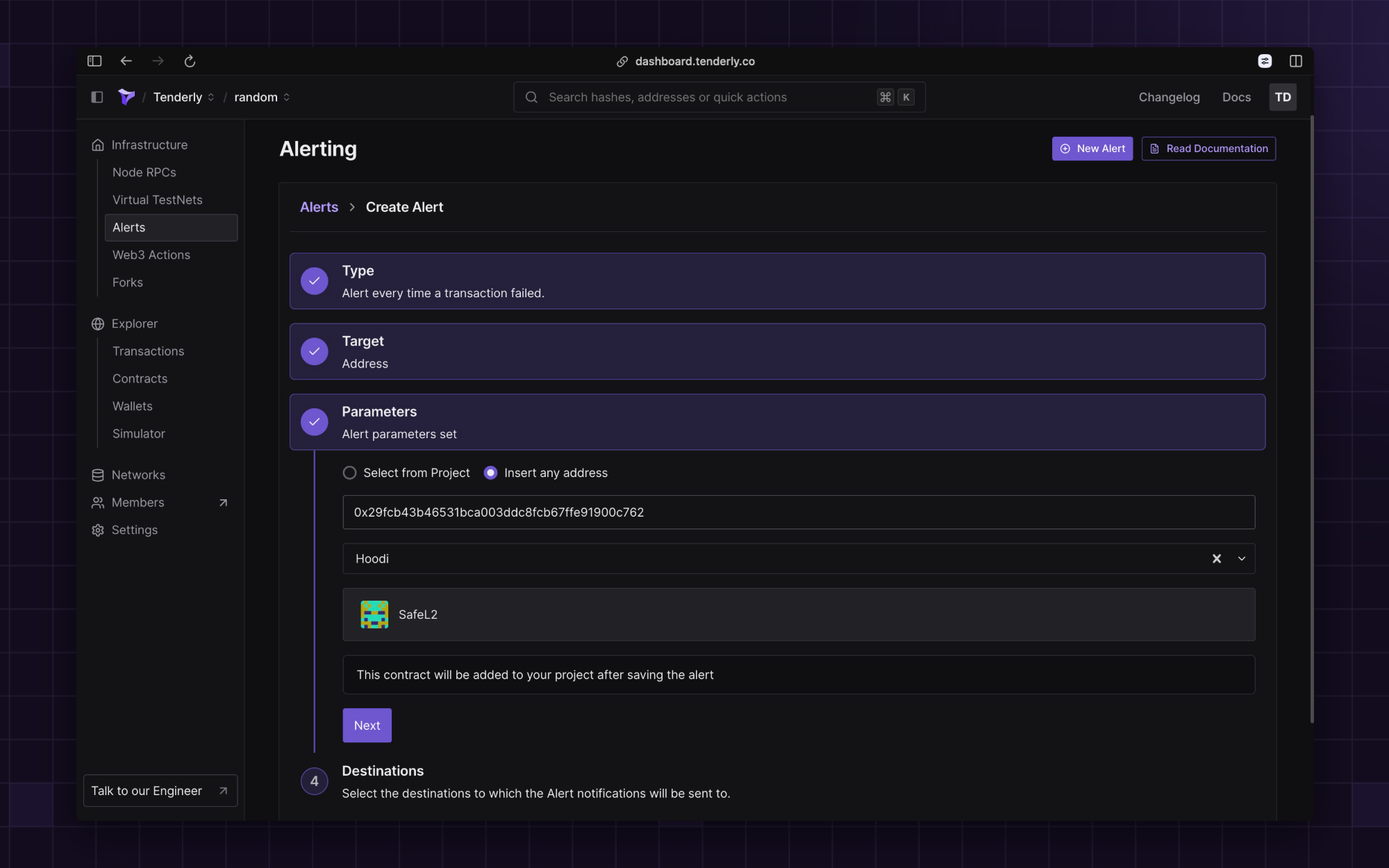 Setting up real-time alerts for failed transactions on Hoodi