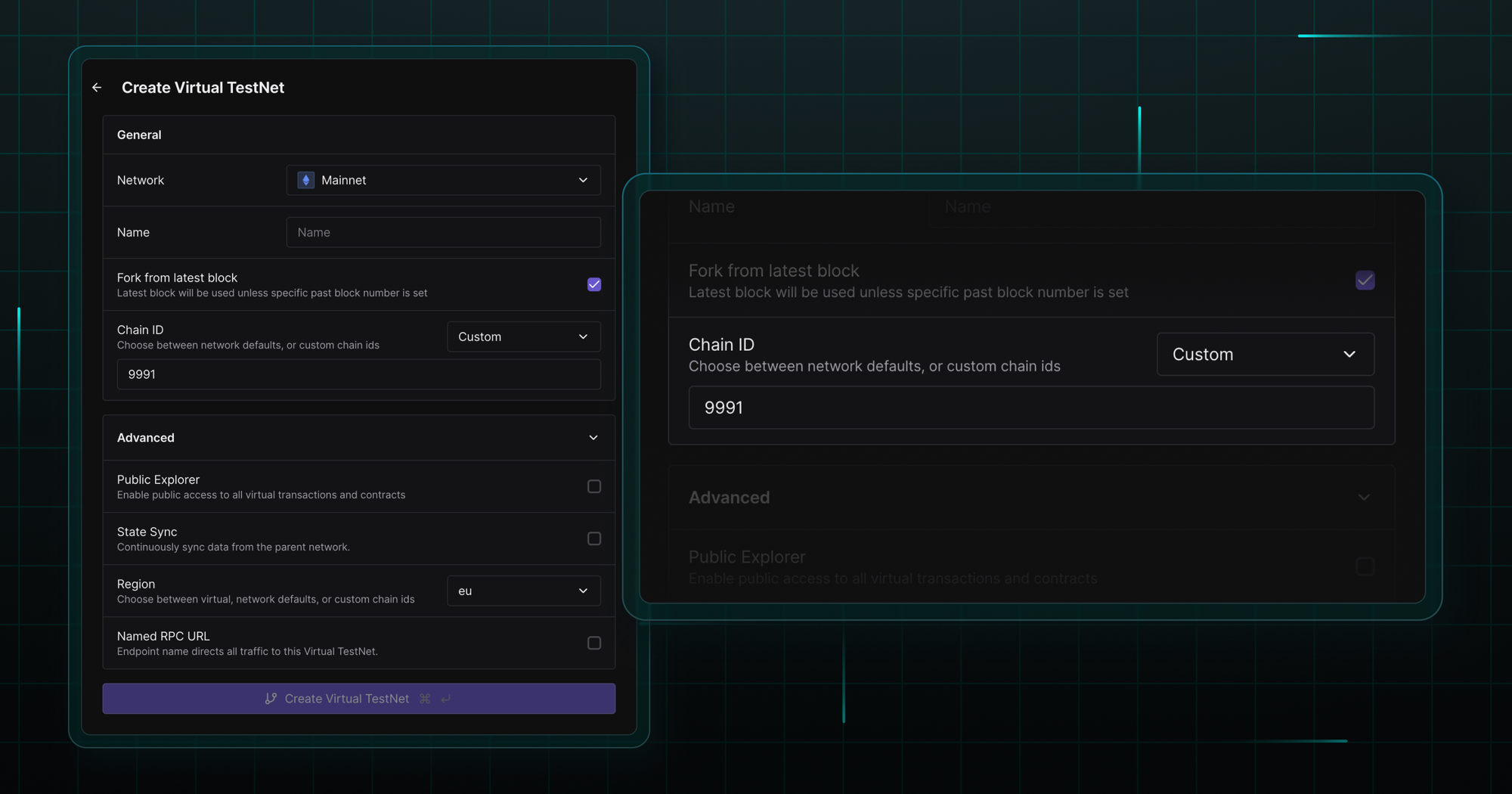 Fork 100+ EVM Chains Instantly in a Simple Virtual TestNet Creation Flow