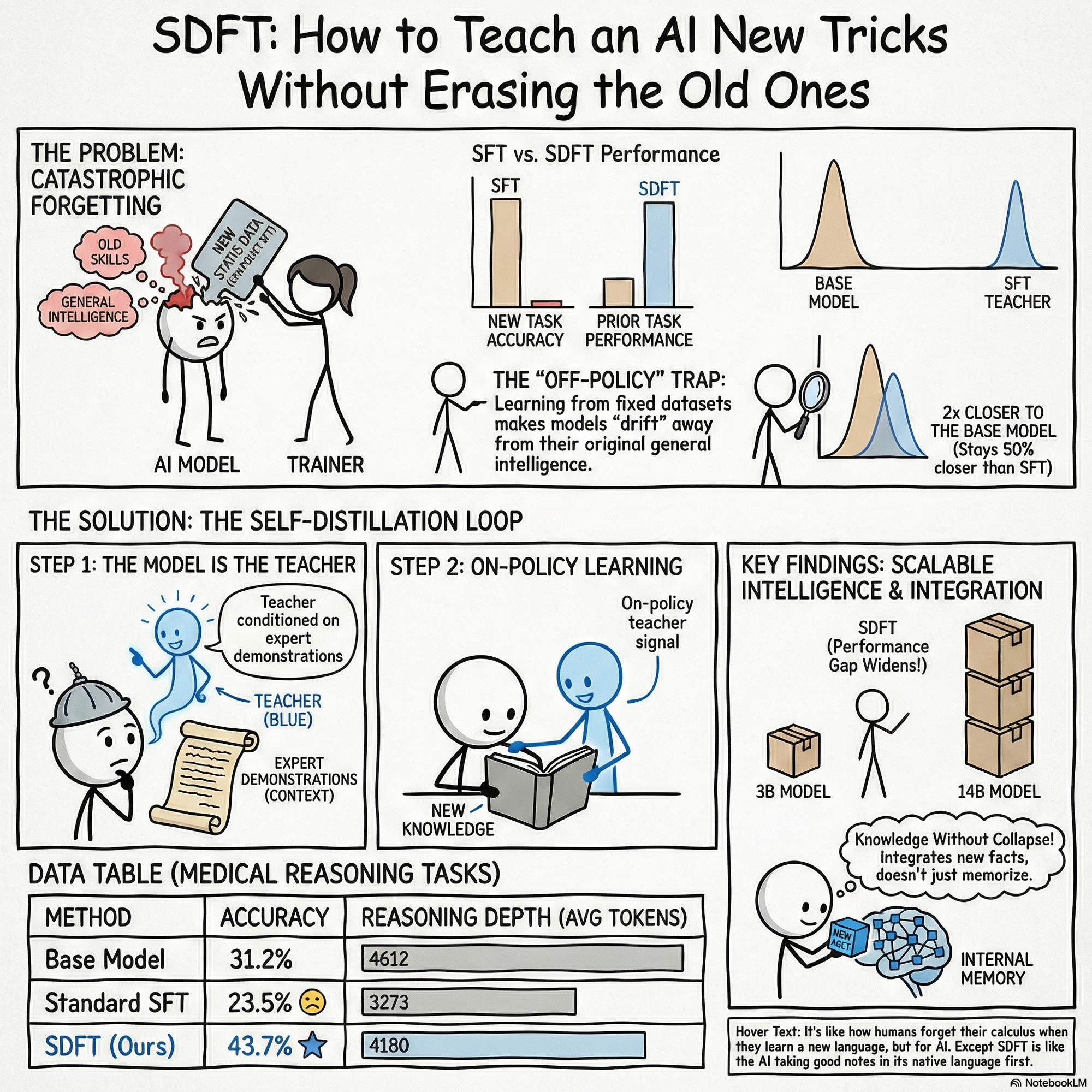 Solving Catastrophic Forgetting via Self-Distillation Fine-Tuning (SDFT)