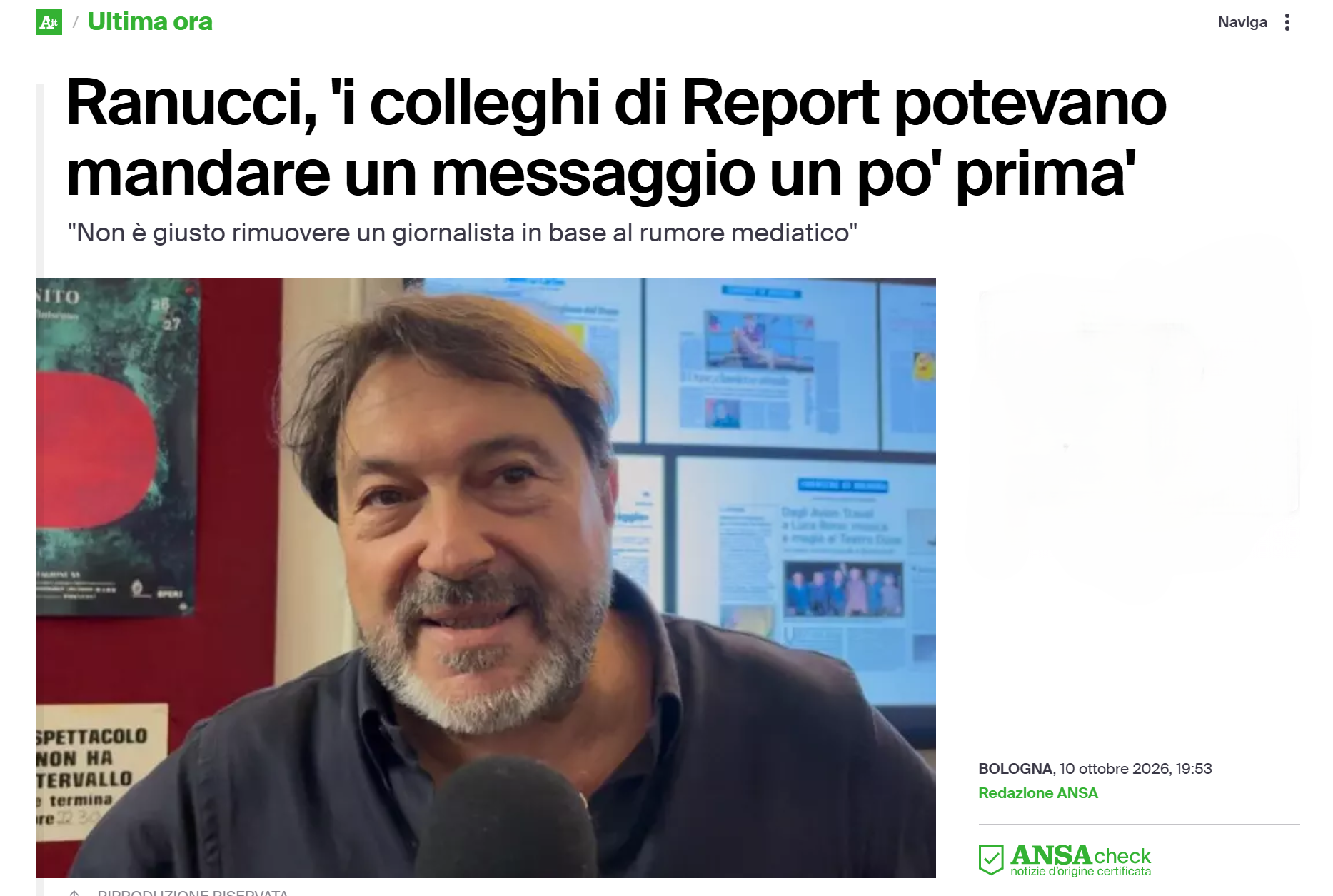 Incredibile: Ranucci smentisce la sua stessa (ex) redazione
