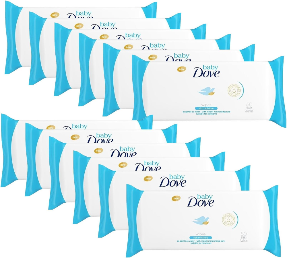 Individual packs of Dove baby wipes