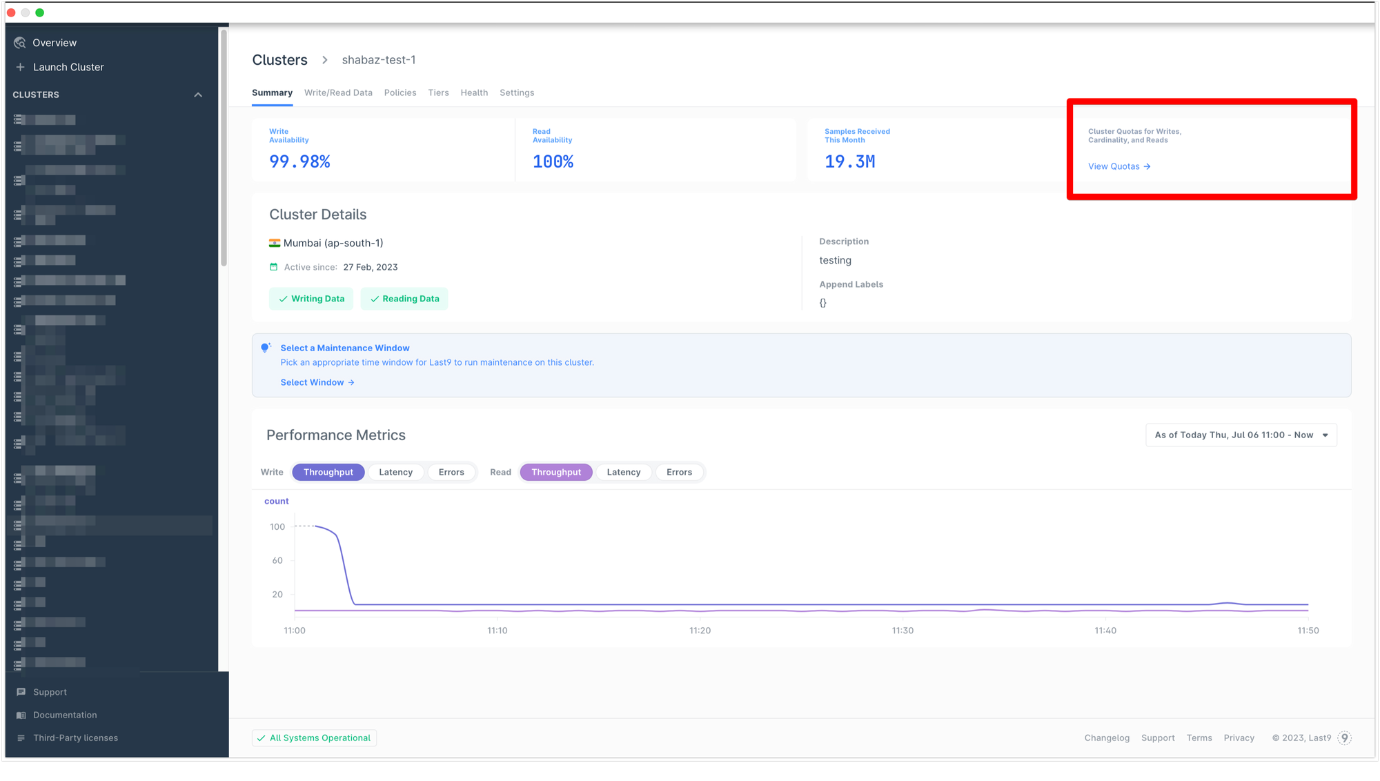 Levitate Cluster: View Quotas