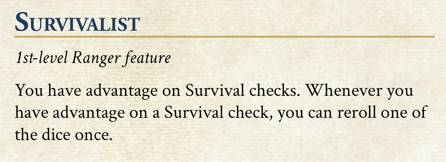Survivalist Ranger Feature