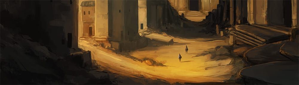 Exploring a ruin in the desert