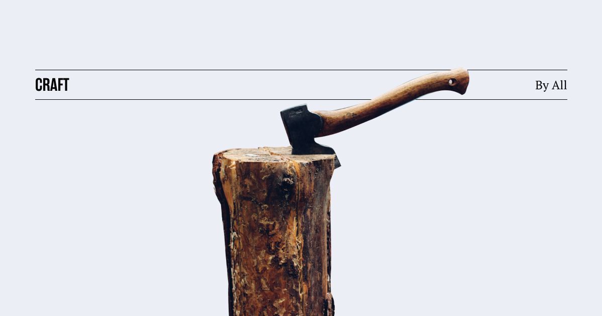 Axis in a log on a light purple background. Text reads Craft by All.