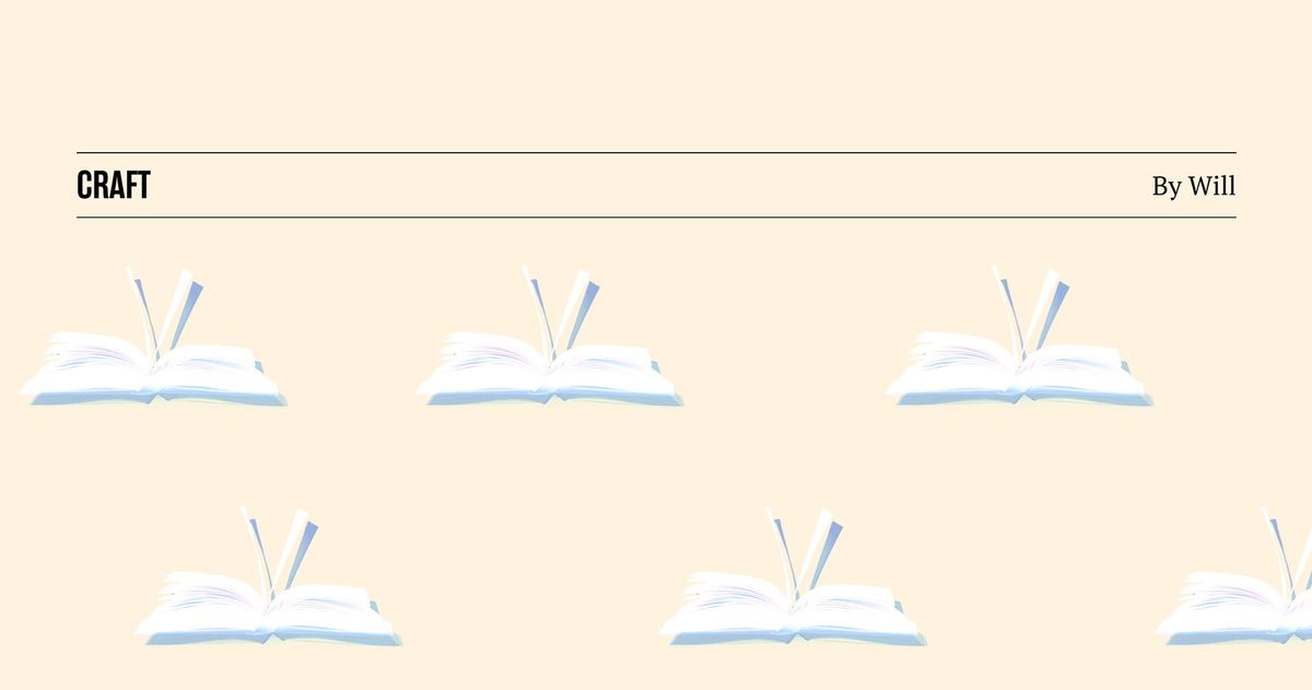 A pattern of books on a background. Text reads "Craft, by Will"