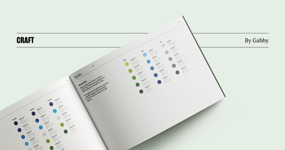An open showing guidelines on color swatches overlapping with black text that reads Craft by Gabby.