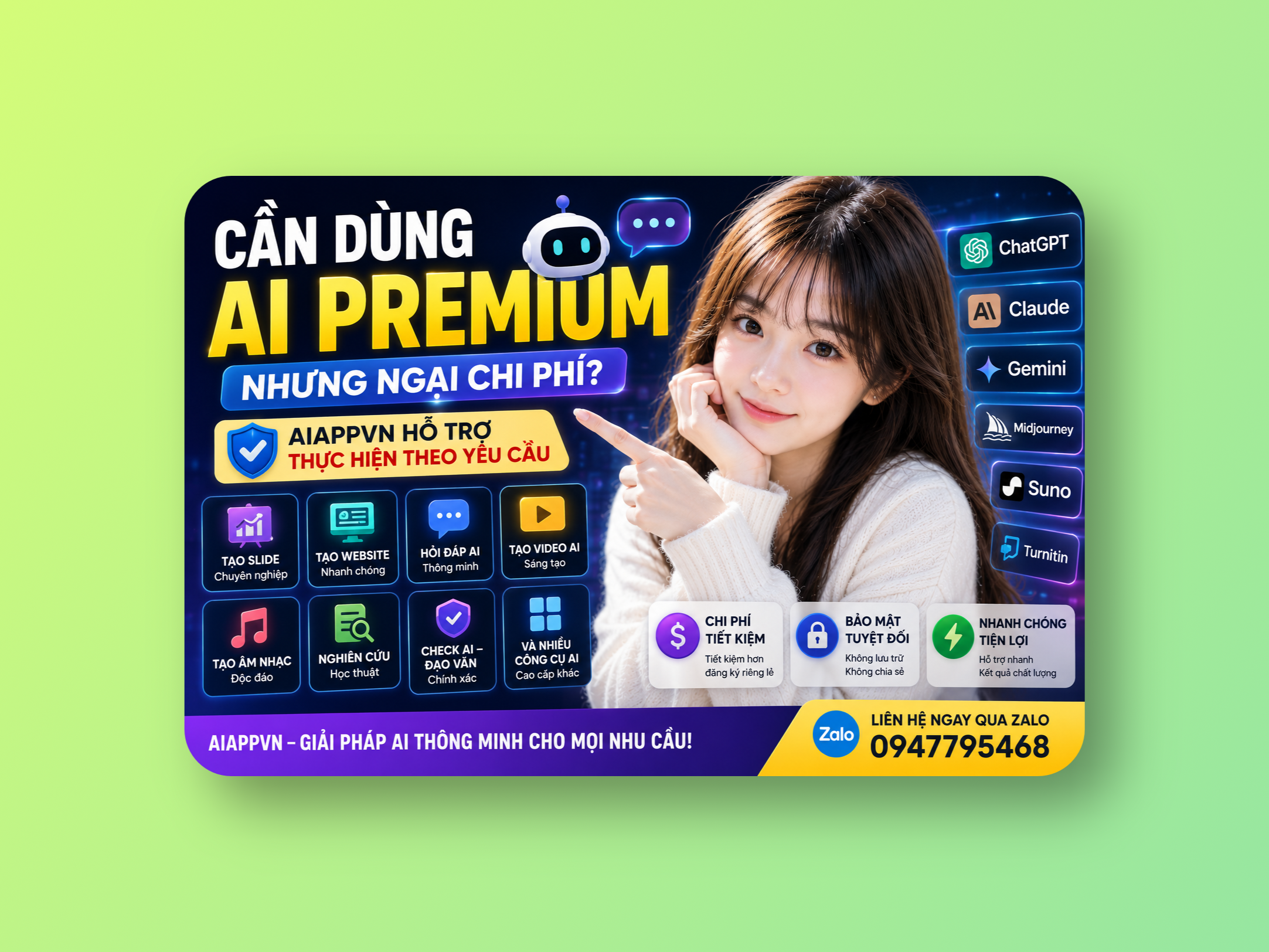 🚀 Dùng AI Premium theo nhu cầu, tiết kiệm chi phí
