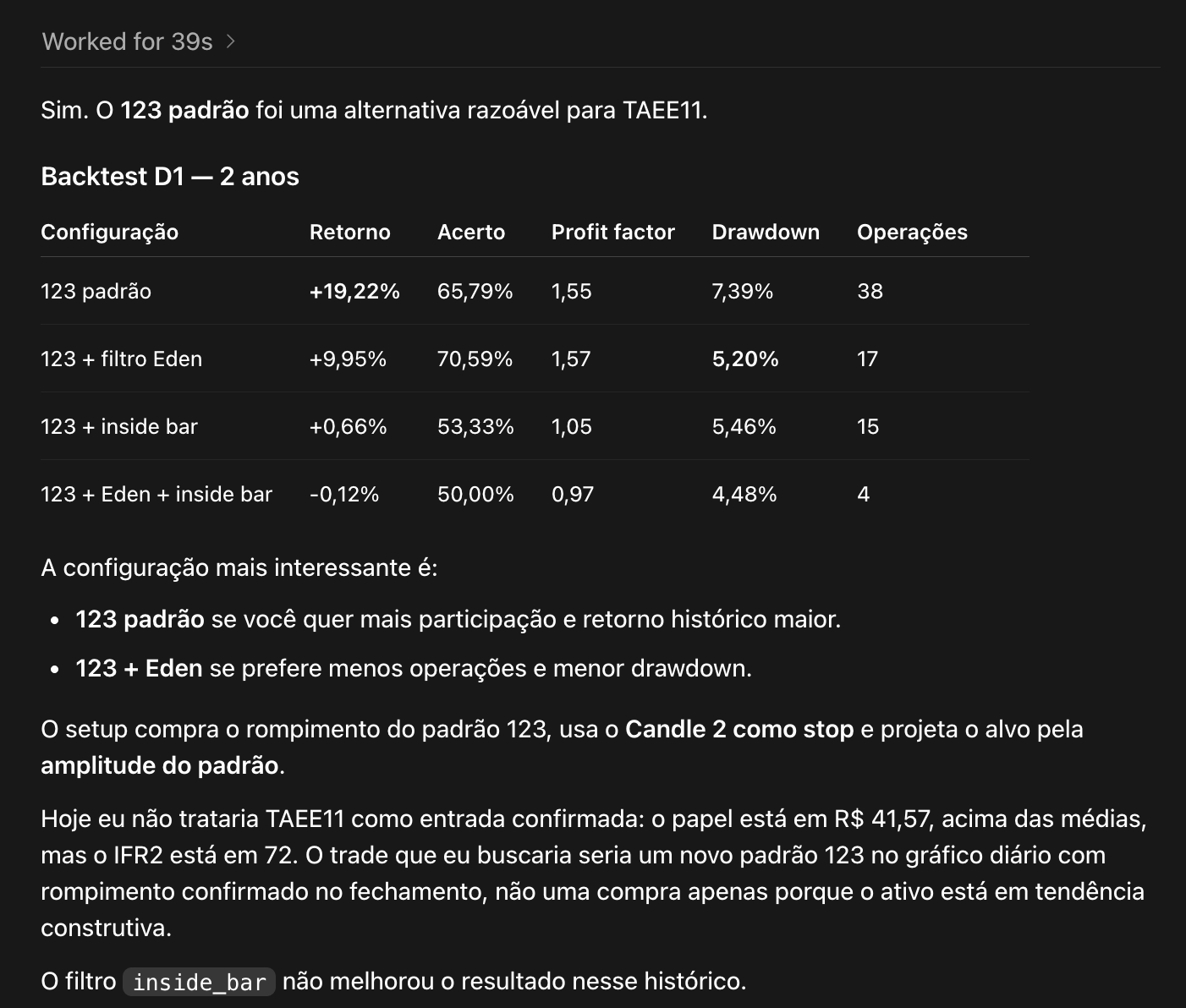 Agente de IA usando a CLI do QuantBrasil para analisar um backtest