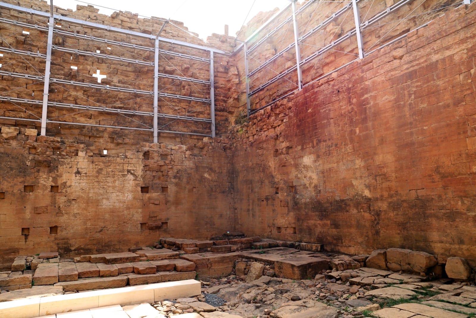 Interior stone walls and floor of the Great Temple at Yeha.