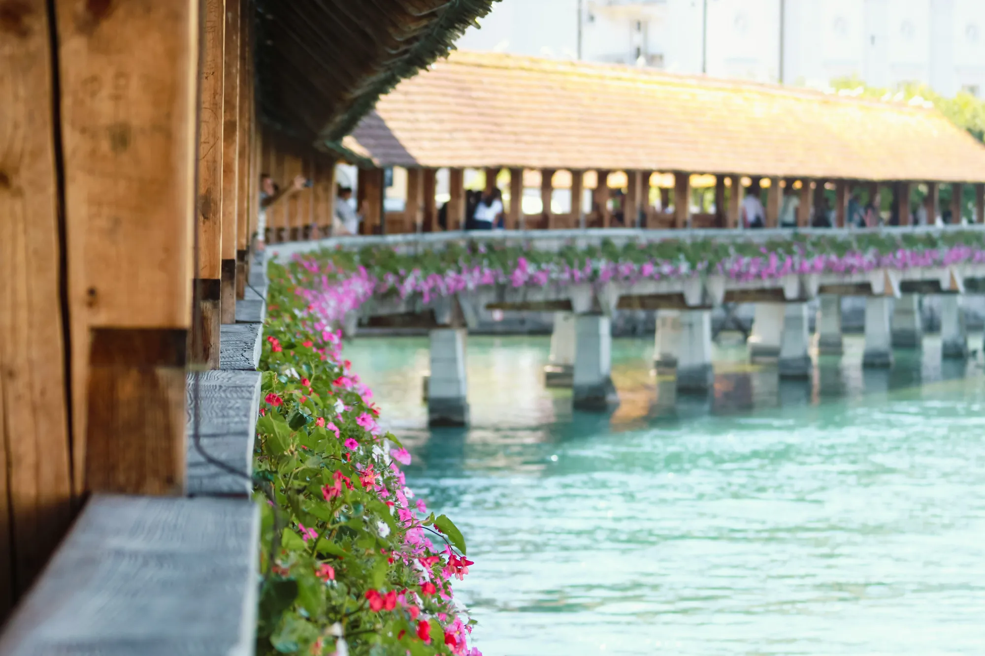 The iconic Kappelbrücke in Lucerne, Swizerland
