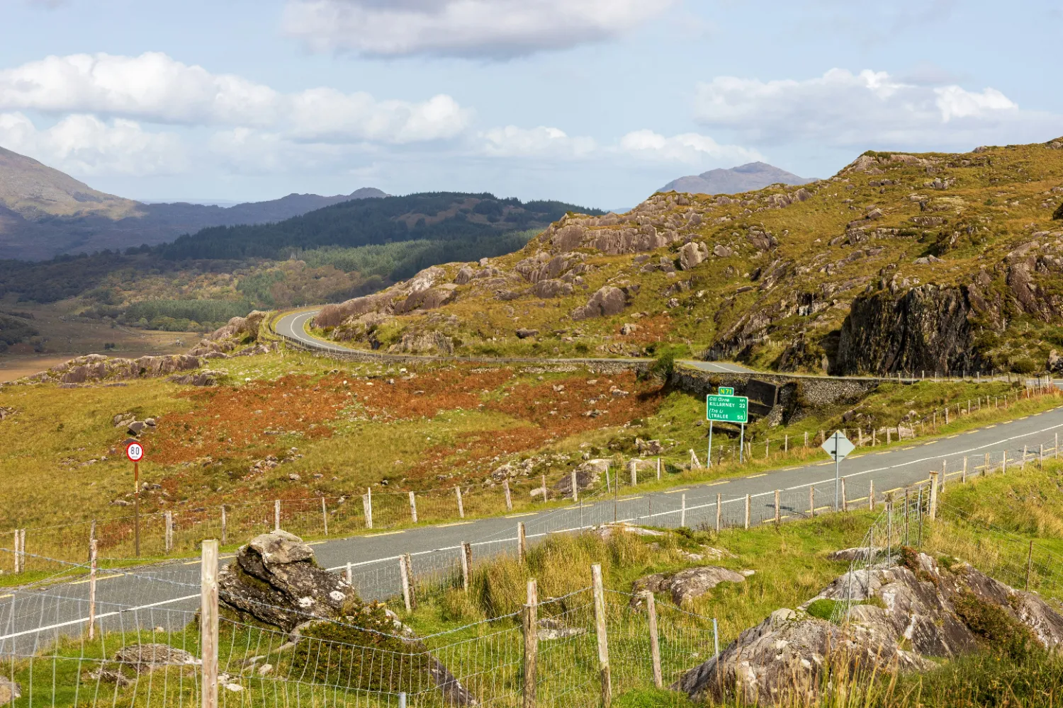 A scenic mountain road near Avoca Moll’s Gap in County Kerry, Ireland