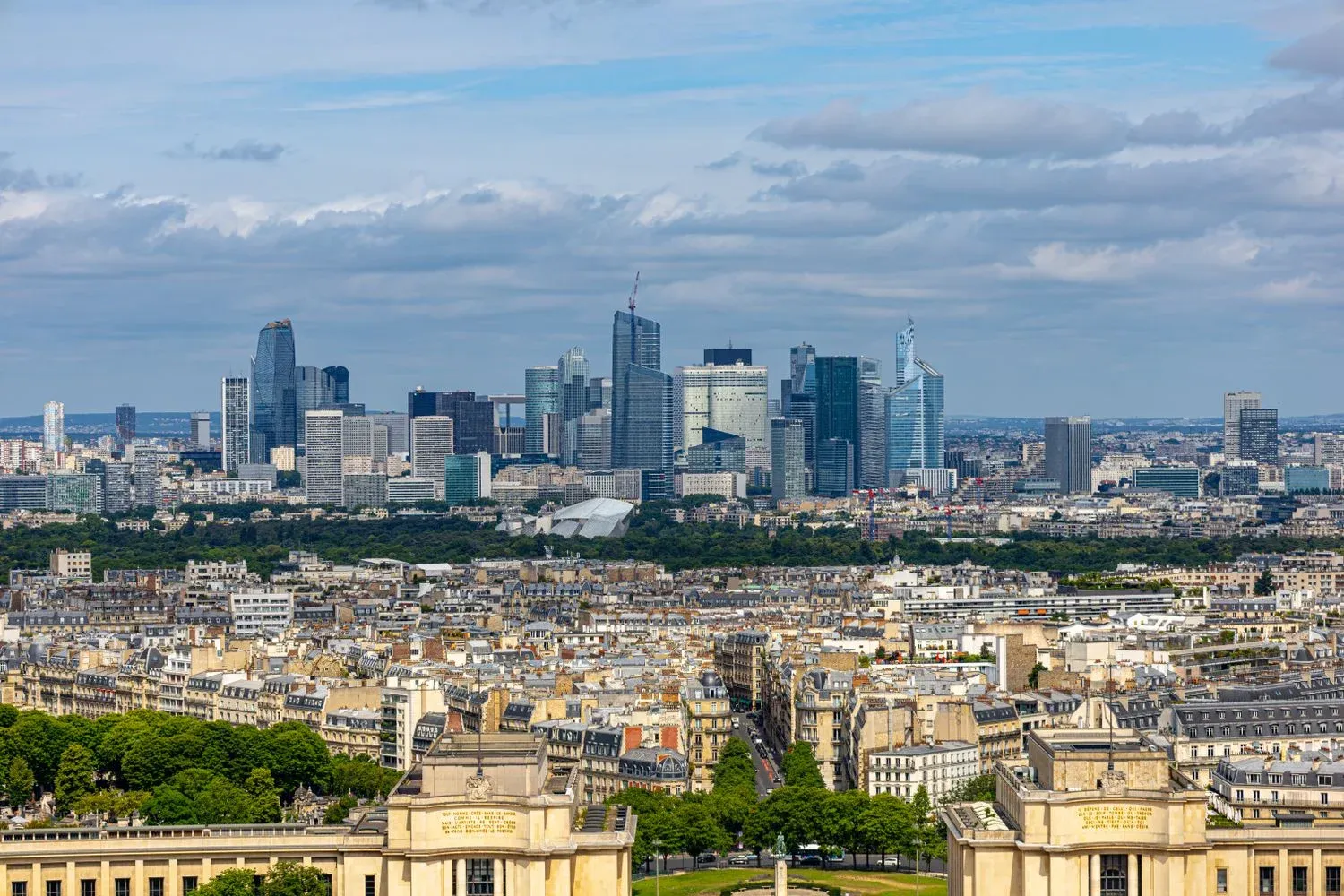 Aerial view of La Défense skyline in Paris