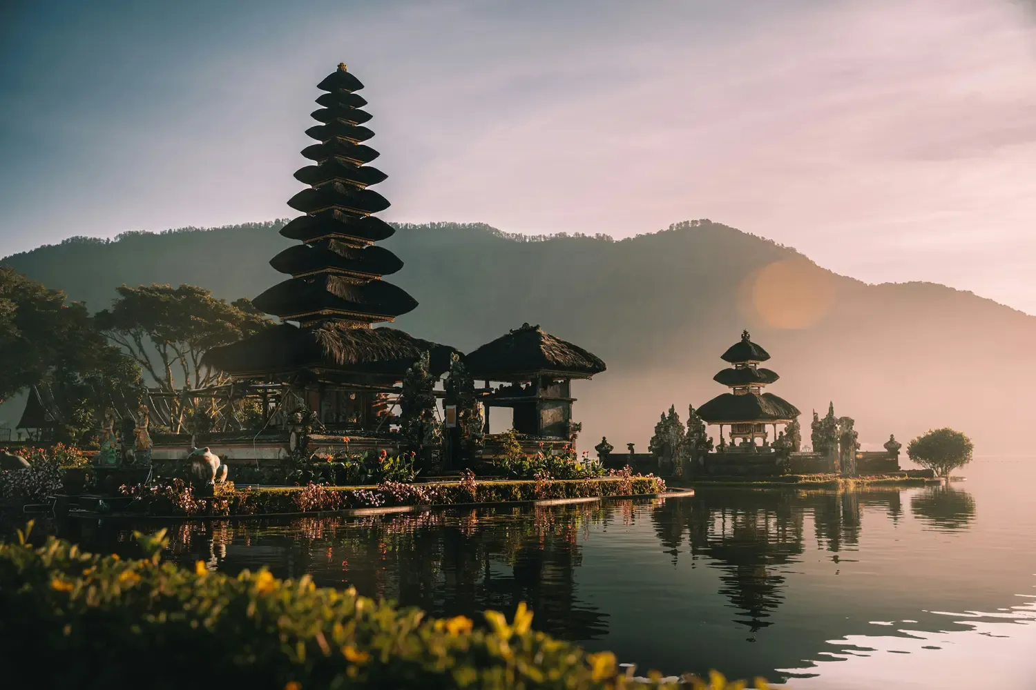 Pura Ulun Danu Bratan, a famous Hindu water temple located in Bali, Indonesia
