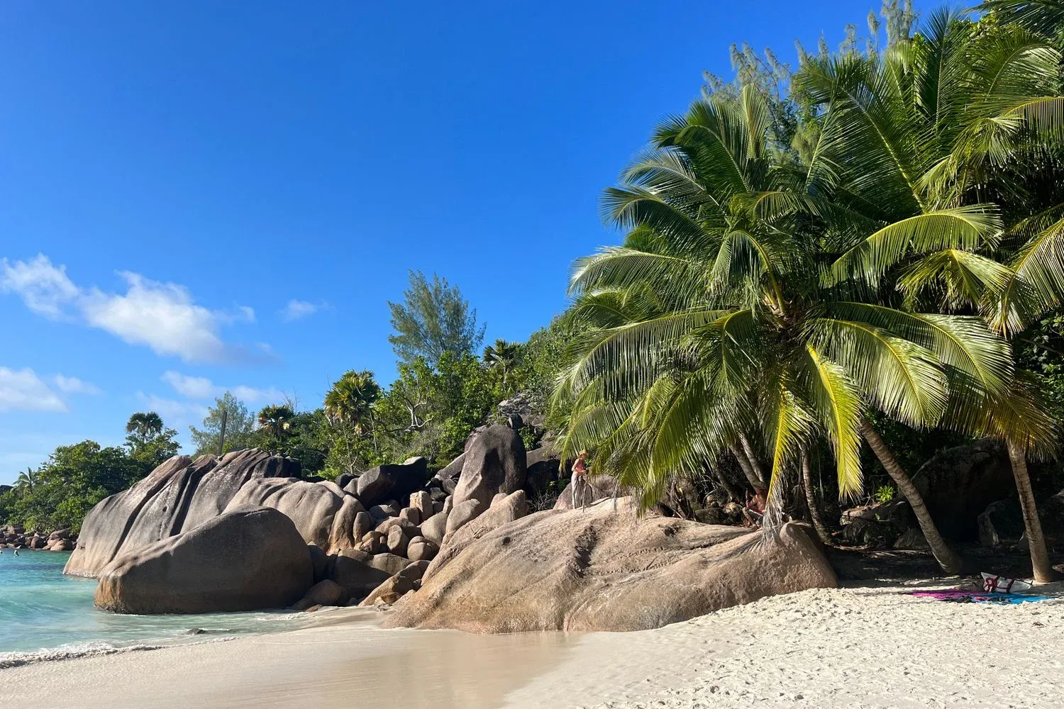 Granite boulders framing a Seychelles beach