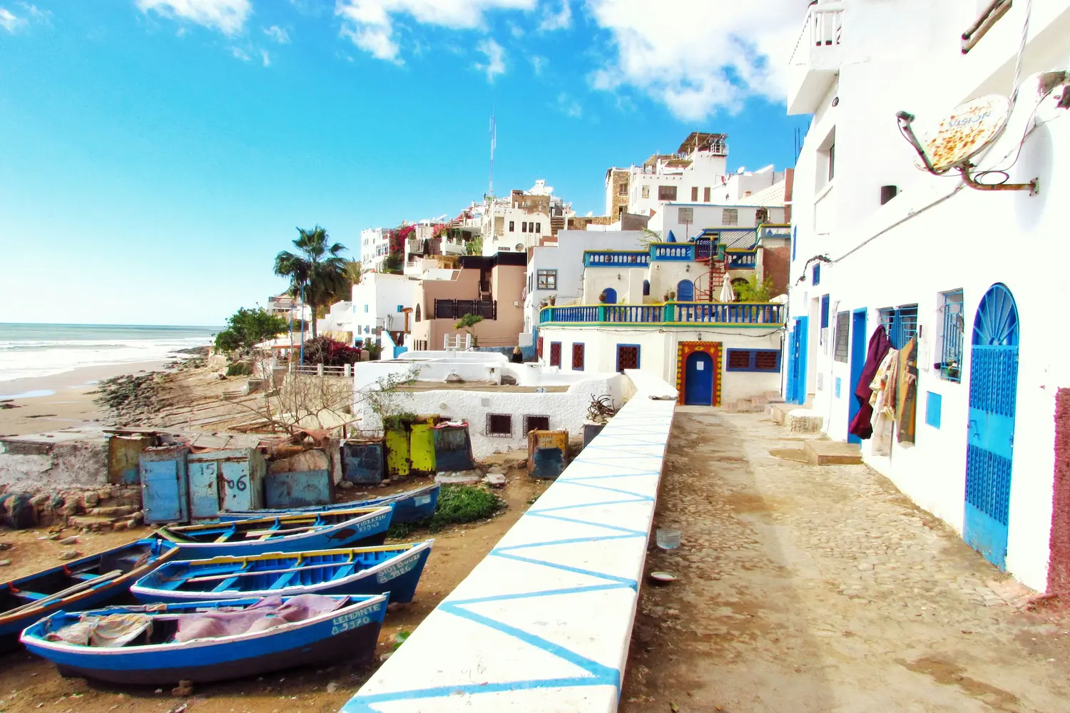 The coastal fishing village of Taghazout in Morocco