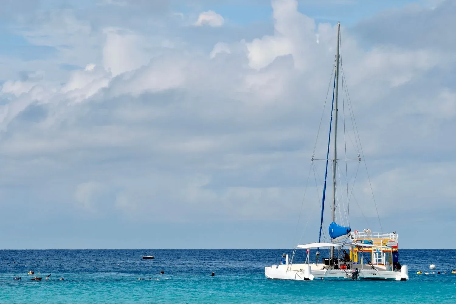 Turquoise Caribbean sea under a cloudy sky in Barbados